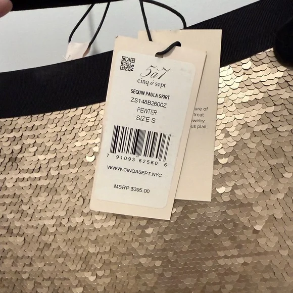 Cinq à Sept Gold Sequin Midi Skirt - Picture 6 of 6